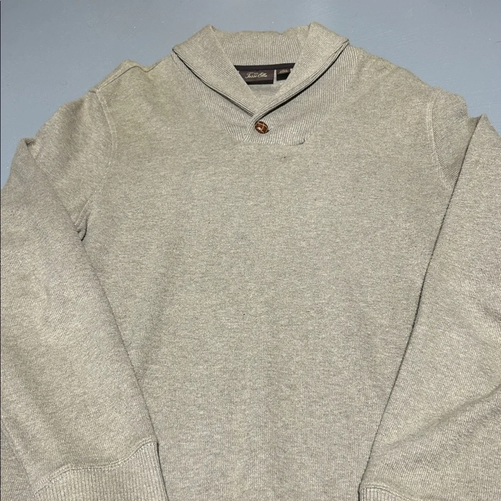 Tasso Elba Premium Collared Taupe Sweater